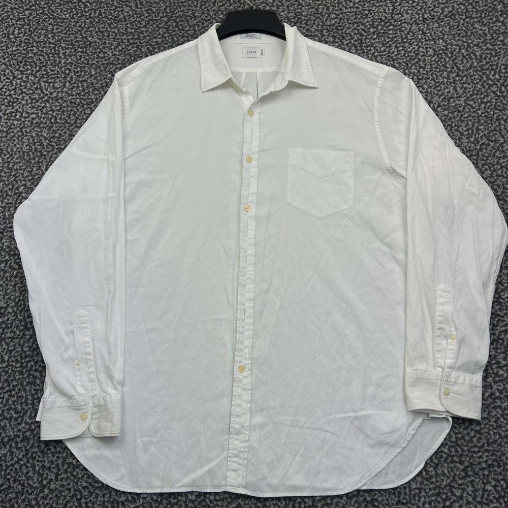 J.‎ Crew Button Up Shirt Men Extra Large White Long Sleeve Collared Cotton XL